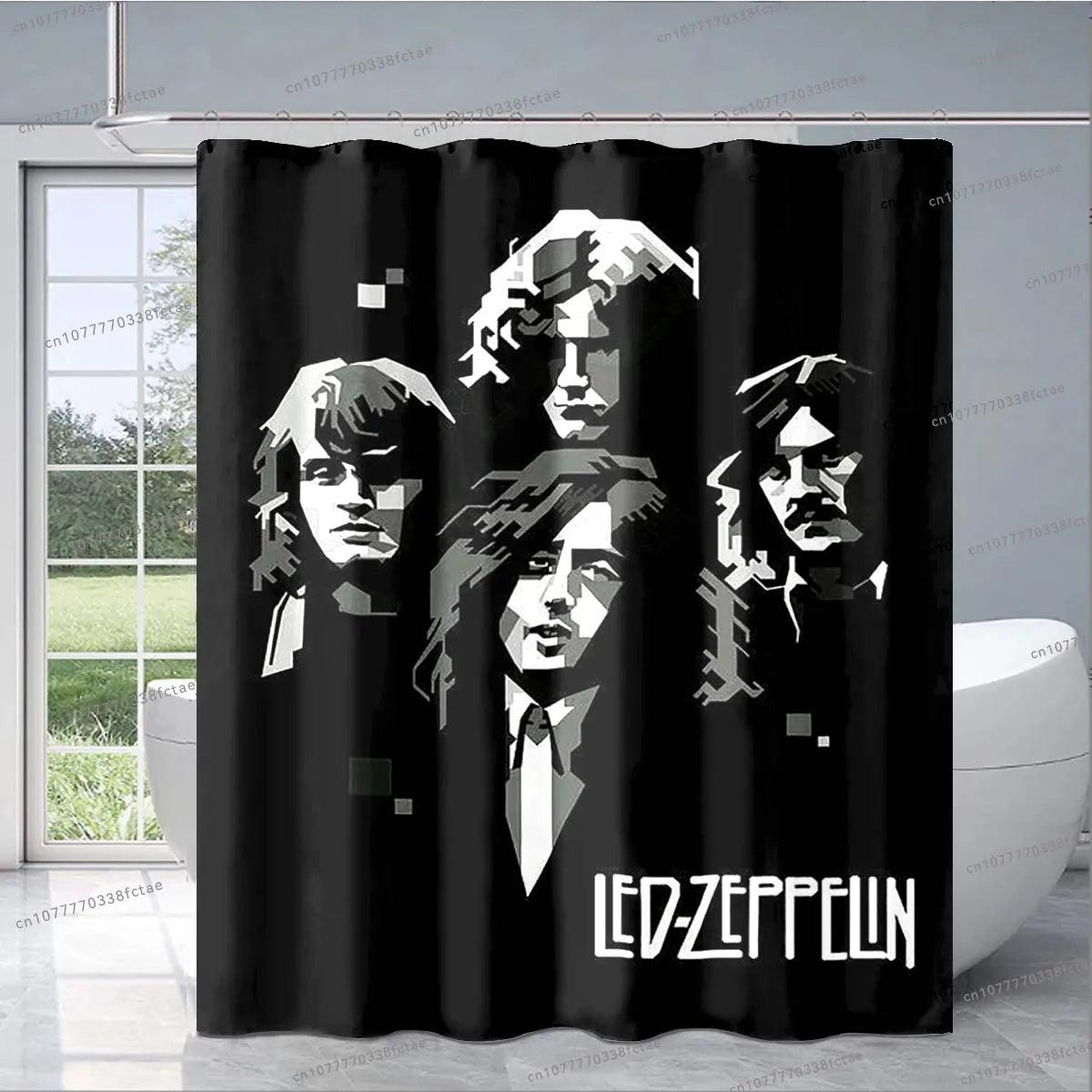 Rock and Roll Band LED Zeppelined Shower Curtain Retro Zep Heavy Metal Rock Band Shower Curtain Bathroom Fashion Decoration Gift - Premium shower curtain from Lizard Vigilante - Just $29.99! Shop now at Lizard Vigilante