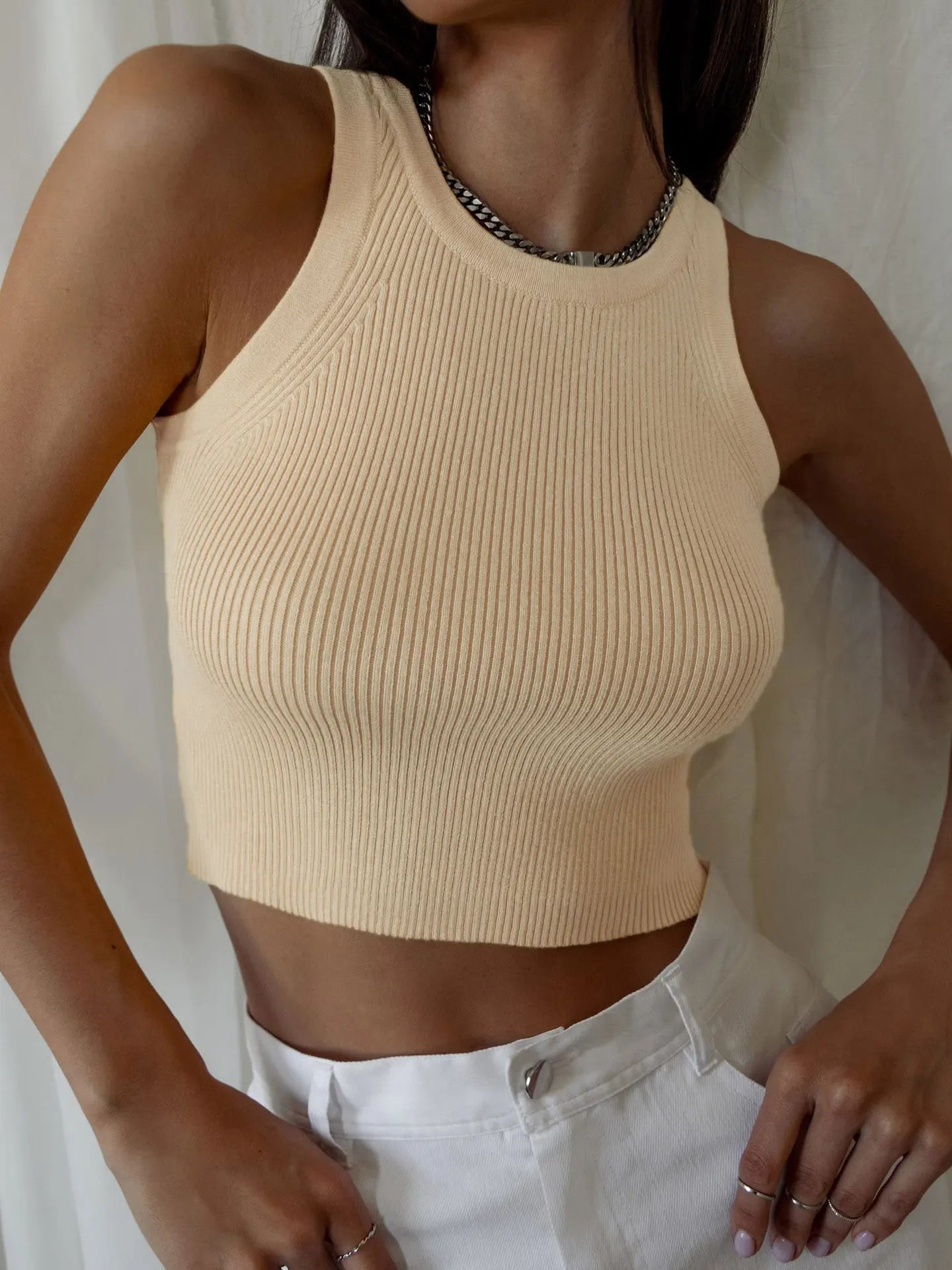 Sumuyoo Summer Knitted Tank Tops Women Casual Crop Tops Sexy Girls Suspender Vest O-neck OL Slim Ribber Sleeveless T Shirts - Premium  from Lizard Vigilante - Just $41.99! Shop now at Lizard Vigilante