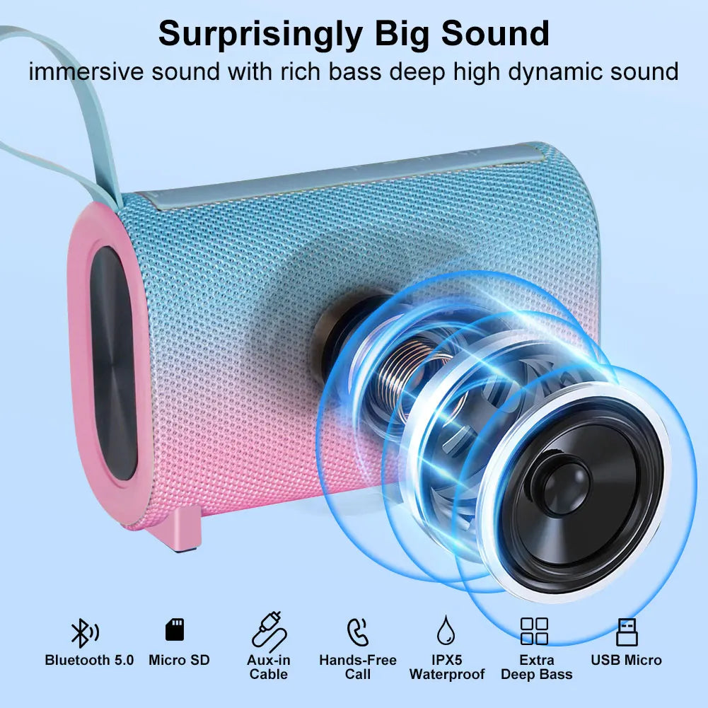 Portable Bluetooth Speakers, PX7 Waterproof Wireless Speaker HD Sound,Up to 12H Playtime, TWS Pairing, For Home/Party/Outdoor