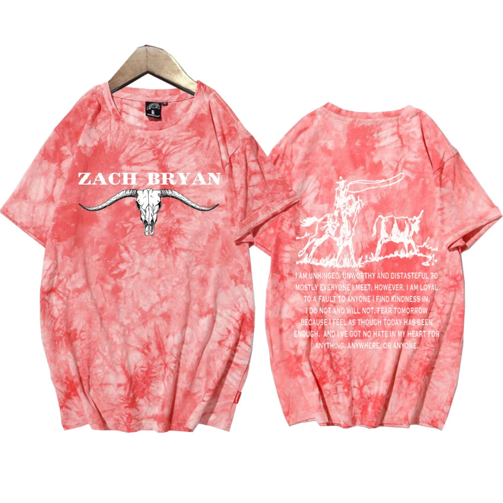 Zach Bryan Horse Cowboy Tie Dye T-Shirt - Round Neck Short Sleeve Casual Tee for Men - Premium T-Shirt from Lizard Vigilante - Just $32.88! Shop now at Lizard Vigilante