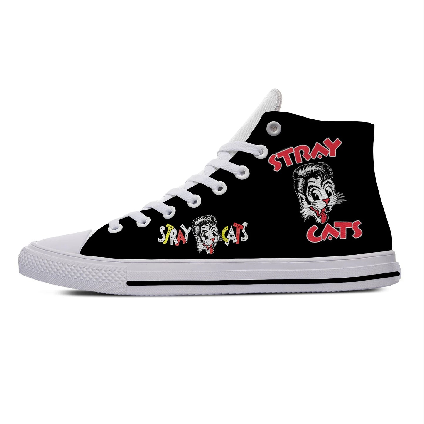 Hot Cats High-Top Canvas Sneakers | Lightweight, Breathable Animal Print Shoes for Men & Women | Stray-Inspired Casual Cool - Premium Sneakers from Lizard Vigilante - Just $24.99! Shop now at Lizard Vigilante