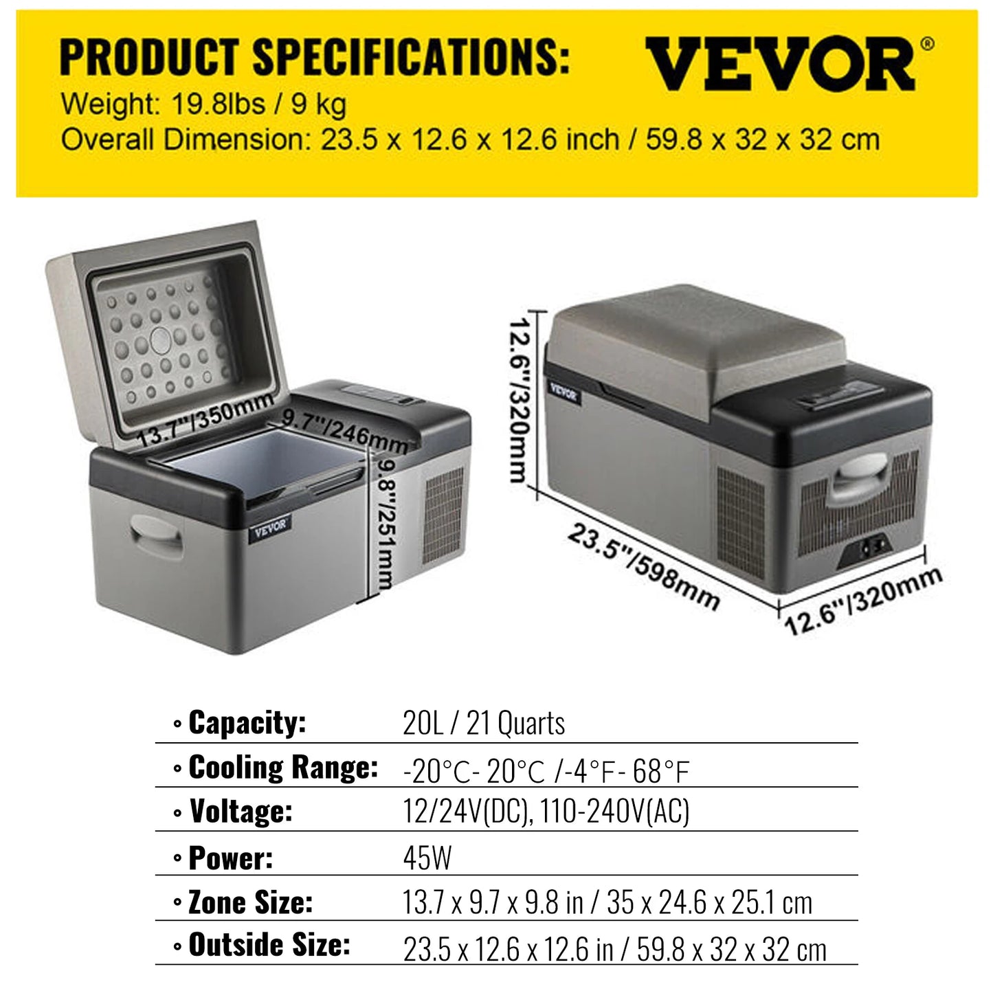 VEVOR Portable Car Fridge - Your On-the-Go Cooler - Premium mini fridge from Lizard Vigilante - Just $289.88! Shop now at Lizard Vigilante