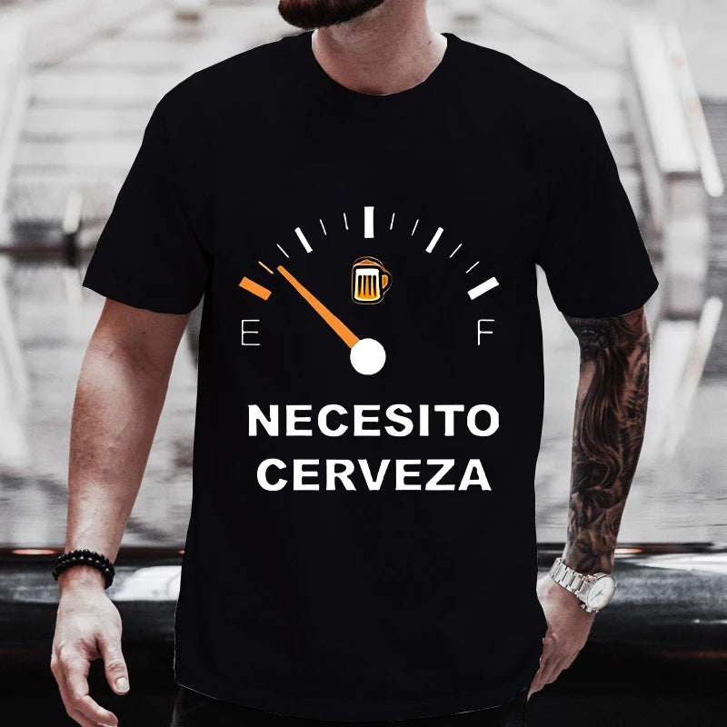 Men's Casual T-shirt NECESITO CERVEZA Print Men Tshirts Short Sleeve Tee Top Clothes for Summer Drinking Beer  T Shirt Tops - Premium t-shirt from Lizard Vigilante - Just $22.99! Shop now at Lizard Vigilante