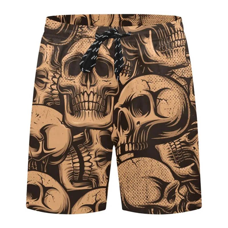 Skull Flowers 3D Printed Casual Shorts Summer Unisex Street Gothic Cool Sports Shorts Skateboarding Short Pants Man Unisex - Lizard Vigilante