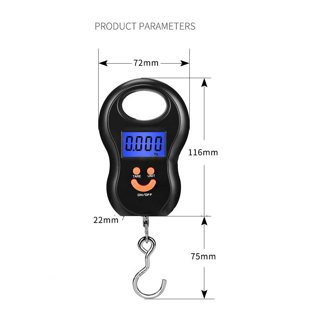 Portable 50kg Digital Hanging Scale with LCD Backlight – Ideal for Kitchen, Travel, Luggage, and Fishing - Premium scale from Lizard Vigilante - Just $15.99! Shop now at Lizard Vigilante