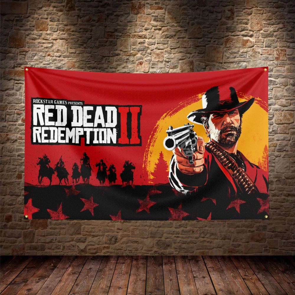 3X5Ft Red Dead Redemption 2 Cowboy Flag – US West RDR2 Polyester Printed Banner for Home & Office Decor - Premium banner from Lizard Vigilante - Just $16.99! Shop now at Lizard Vigilante