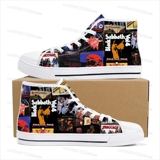 Black Heavy Metal Band Sabbath High Top High Quality Sneakers Men Women Teenager Canvas Sneaker Casual Couple Shoes Custom Shoes - Premium  from Lizard Vigilante - Just $42.99! Shop now at Lizard Vigilante