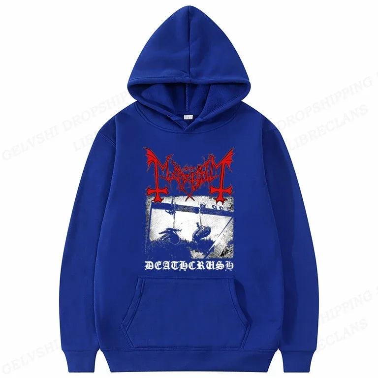 Rapper Mayhem Deathrush Hoodie – Men's Street Hip Hop Pullover, Casual Long Sleeve Sweatshirt for the Bold & Unstoppable - Premium hoodie from Lizard Vigilante - Just $46.66! Shop now at Lizard Vigilante