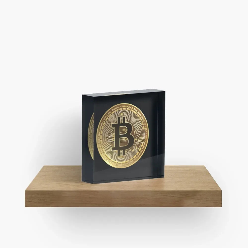 Bitcoin Gold Coin Graphic Acrylic Block Cute Room Decor For Bedroom Wedding Photos And Family Home Decoration