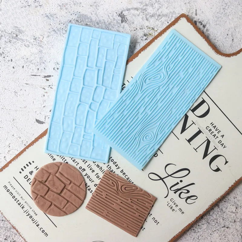 Pottery Texture Tool 2 PCS/SET Sculpture Model DIY Bark/Pebble/Wall/Floral Clay Printing Stencil Ceramic Relief Clay Stamp Tool