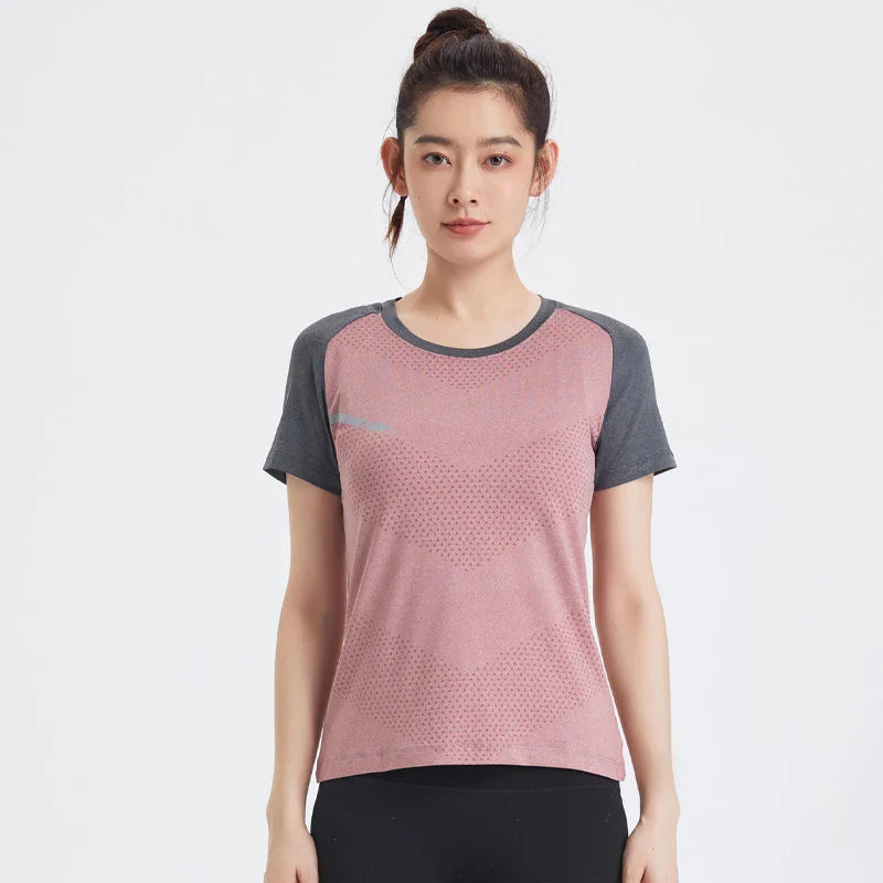 Fitness Women Shirts Quick Dry Yoga Sport T Shirt Gym Running Sportswear Tops Short Sleeve Training Blouses Jersey Jogging Tee