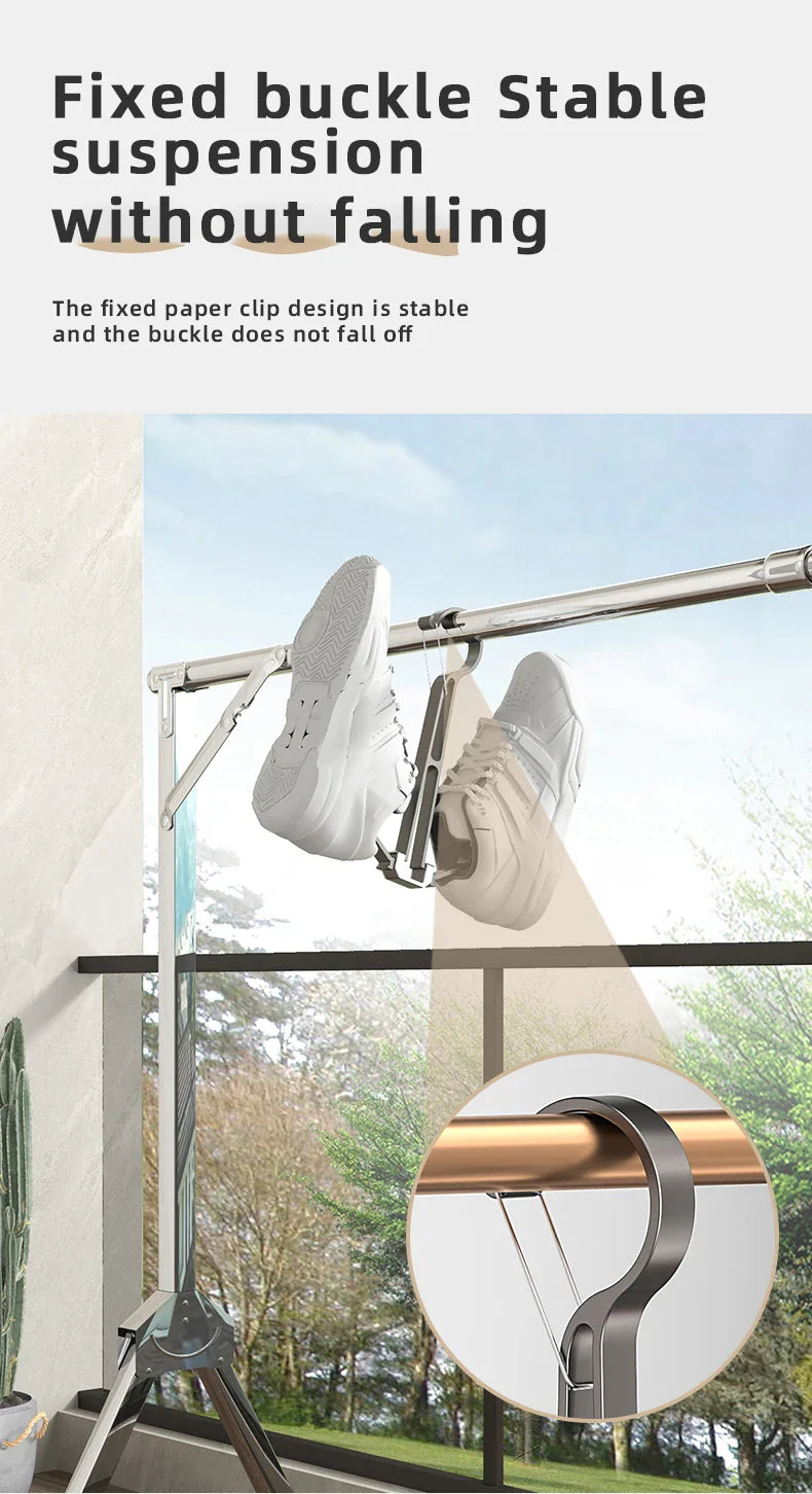 Household Shoes Drying Rack Balcony Foldable Shoe Hanger Clothing Hook Sneaker Rack Home Storage Lundary Tools