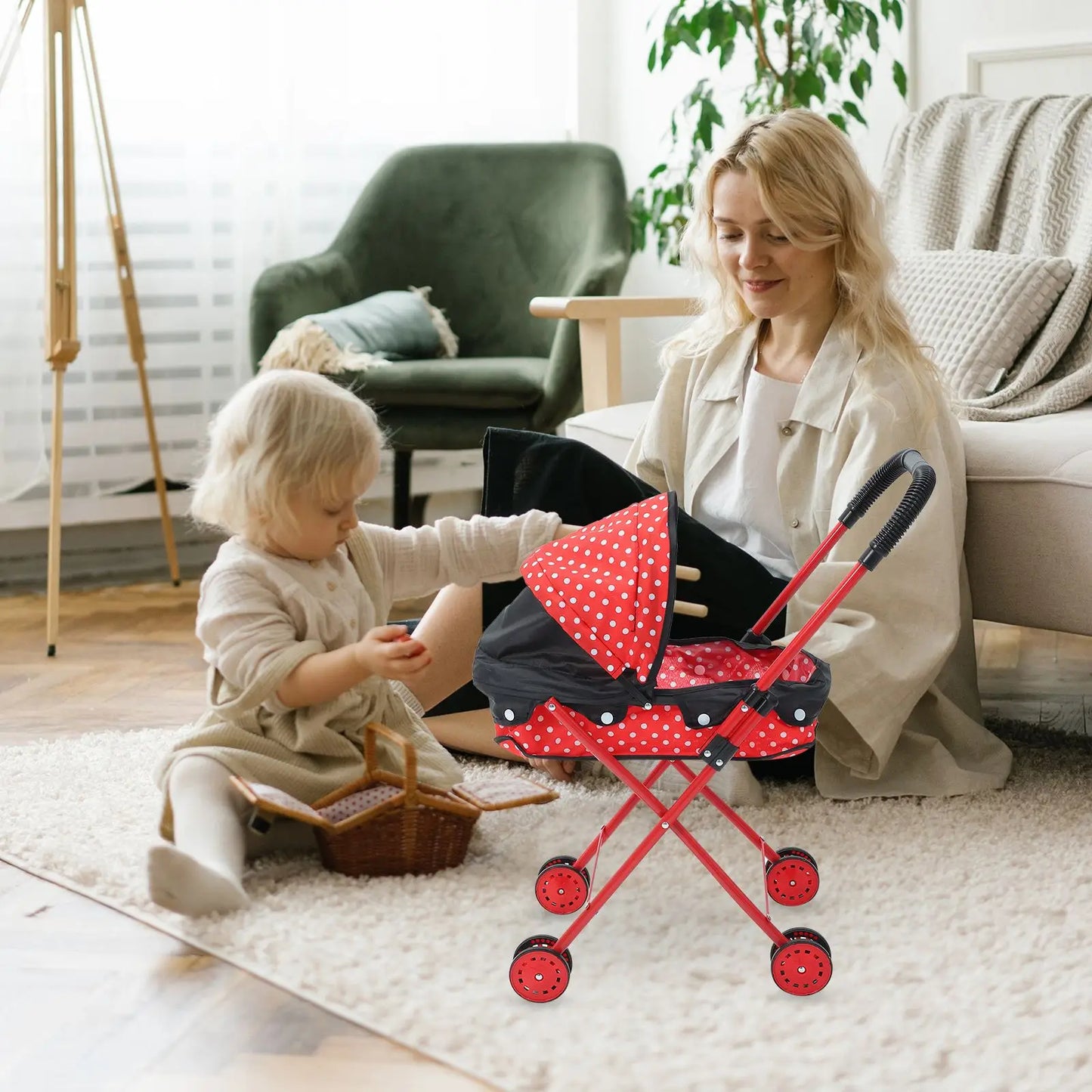 Baby Stroller Dolls Play Stroller Toy Realistic Stroller Party Game Nursery Furniture Toys For Christmas Birthday Gift