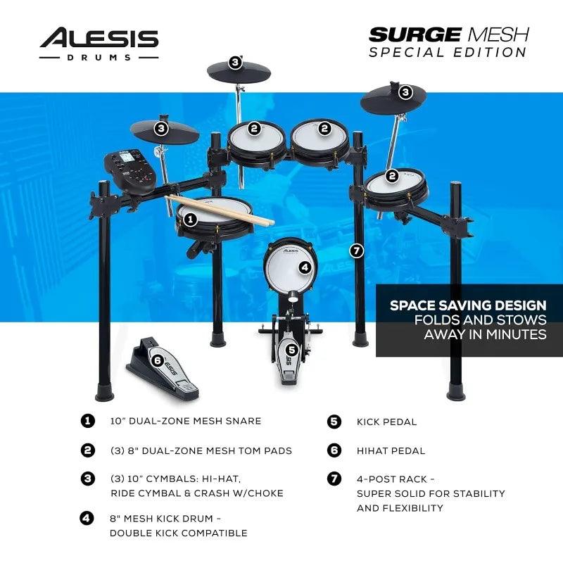 Alesis Drums Surge Mesh SE Kit - Electric drum kit with USB MIDI connection, silent mesh heads, 40 kits and 385 sounds - Lizard Vigilante