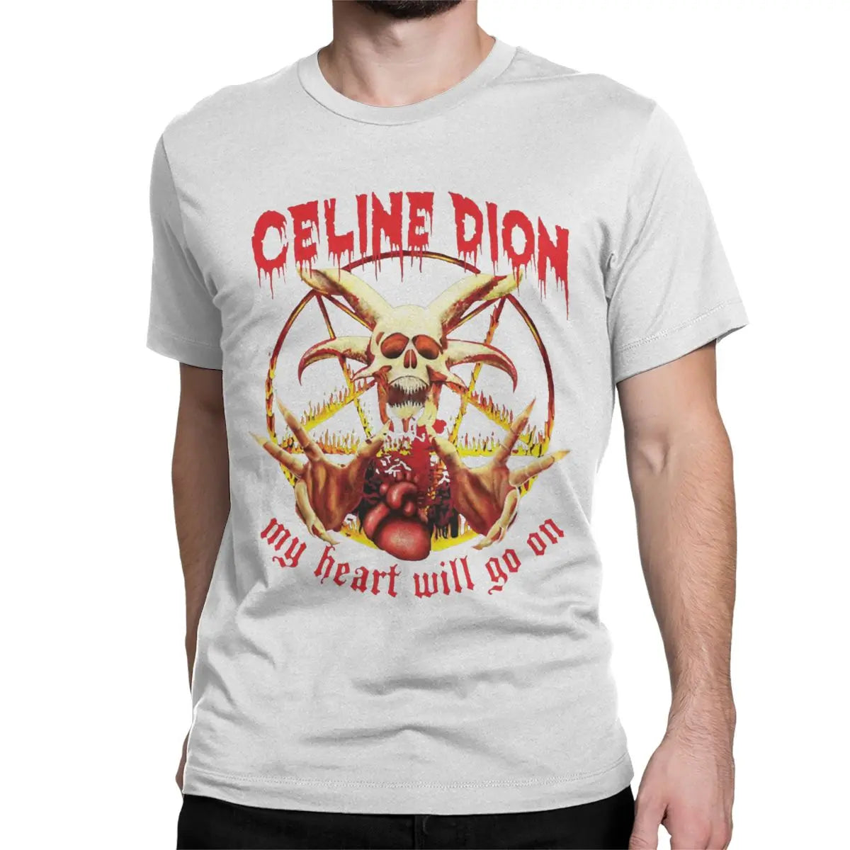 Celine Dion My Heart Will Go On Metal T Shirt Men Women's Cotton T-Shirts Crew Neck Titanic Rock Tees Short Sleeve Tops Big Size - Lizard Vigilante