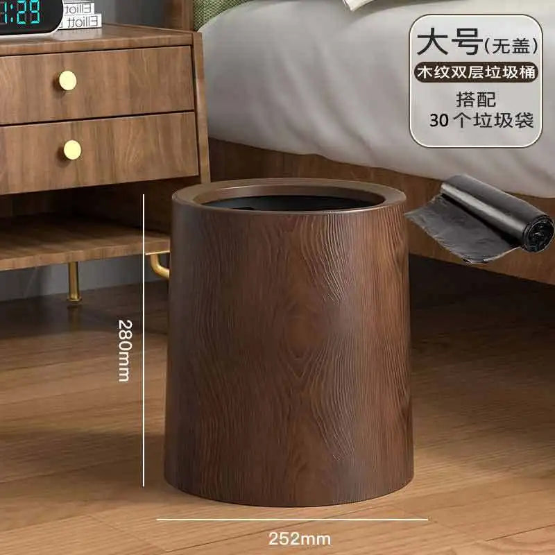 Large Wooden Trash Can for Office Living Room Bathroom Home Kitchen Vintage Retro Waste Bin