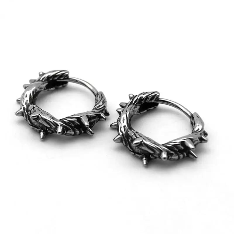 Retro Punk Black Skull Hoop Earrings Hypoallergenic Earrings Fashion Rock Motorcycle Men\\'s Jewelry Accessories - Premium  from Lizard Vigilante - Just $1.99! Shop now at Lizard Vigilante