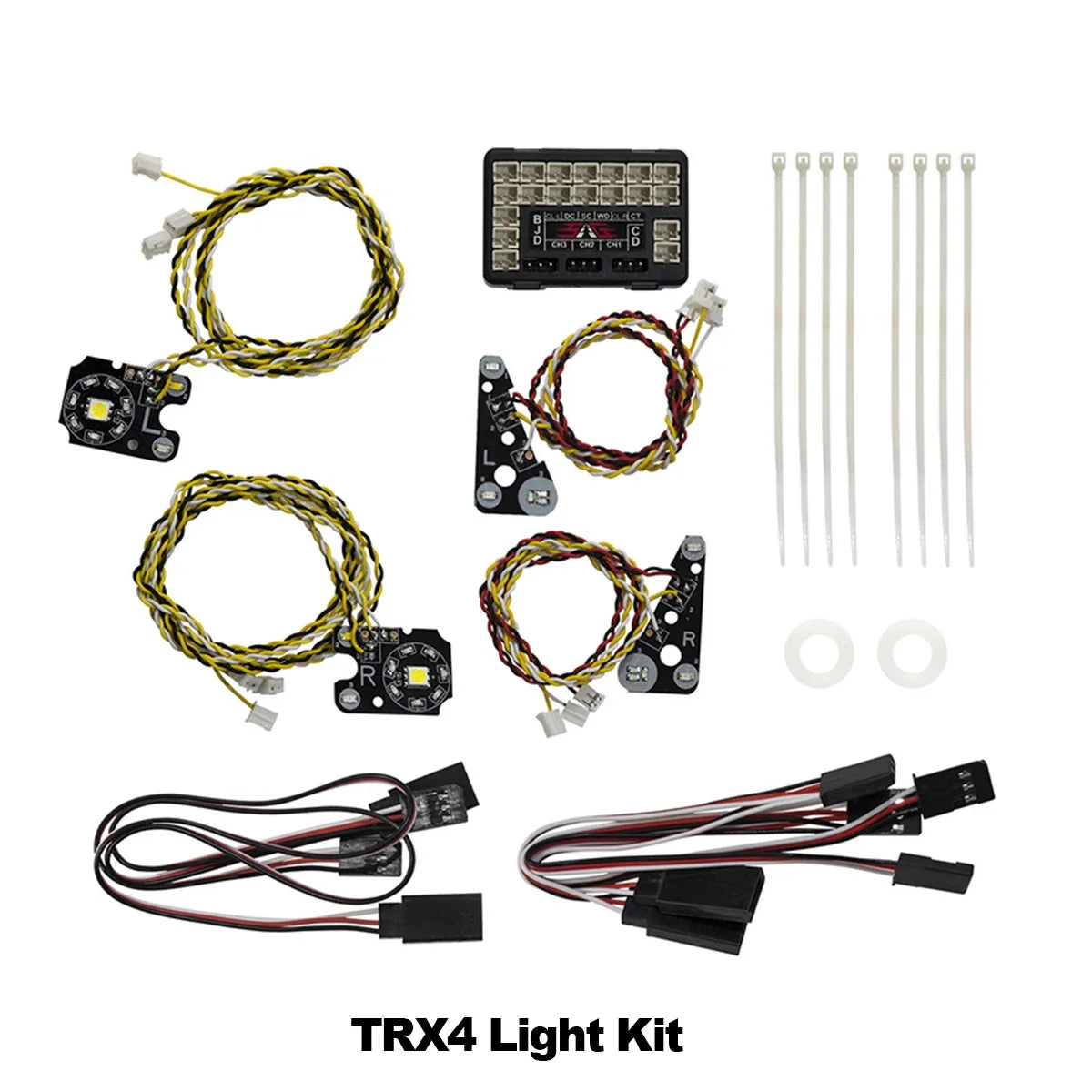 TRX4 Defender Light Kit – Front & Rear LED Lights with Angel Eyes for 1/10 RC Rock Crawler TRX-4 Body Custom Upgrade - Premium headlights from Lizard Vigilante - Just $42.66! Shop now at Lizard Vigilante