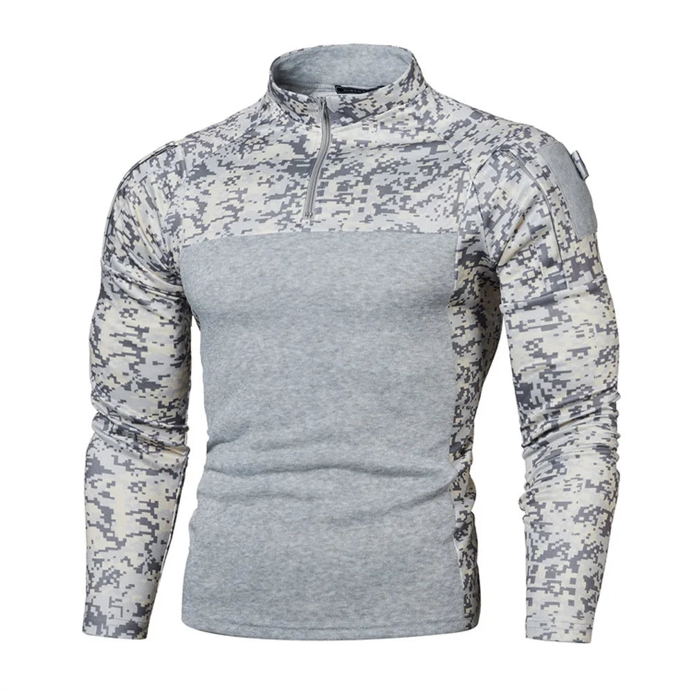 Men’s Camouflage Hoodie Sweatshirt Long Sleeve Outdoor Jogging Training Shirt