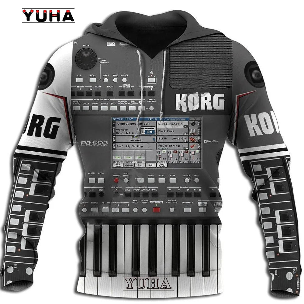 3D Musical Instrument Hoodie | Piano, Guitar, Trumpet & Violin Art Sweatshirt for Men & Women | Fun, Vibrant, & Casual Wear - Premium Long-sleeve hoodie t-shirt from Lizard Vigilante - Just $39.99! Shop now at Lizard Vigilante