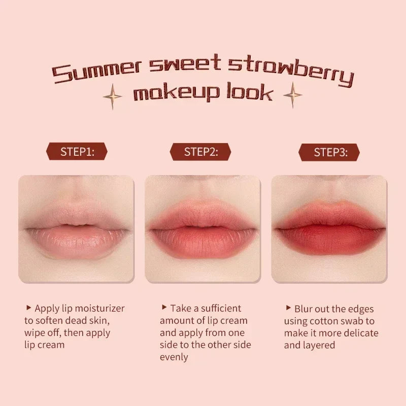 Flower Knows Strawberry Rococo Series Cloud Lip Cream Lip Gloss Long Lasting Velvet Lip Tint Lipstick for Women Cosmetic