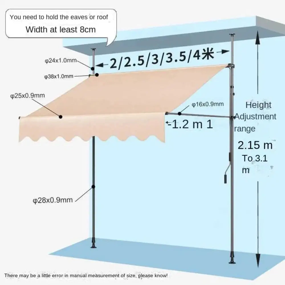 Awnings Rain and Snow Resistant UV Resistant Folding and Telescopic Canopy Tent Outdoor Garden Balcony Roof Courtyard Sunshade