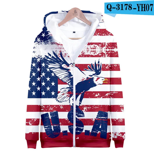 USA Flag Hoodies 3 to 14 Years Kids Hoody American Stars and Stripes Clothing Tops Boys Girls Sweatshirt Outerwear Jacket Children Clothes - Premium Long-sleeve hoodie from Lizard Vigilante - Just $39.99! Shop now at Lizard Vigilante