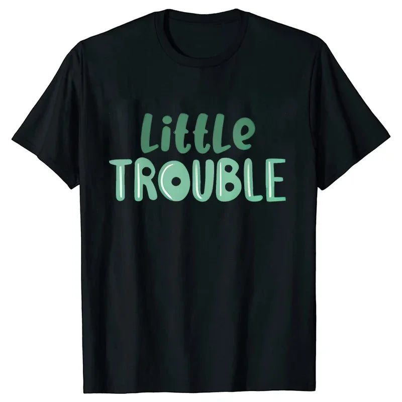 Big Trouble Little Trouble Father & Son/Daughter Matching T-Shirt – Funny Graphic Y2K Tops - Premium T-Shirt from Lizard Vigilante - Just $18.88! Shop now at Lizard Vigilante