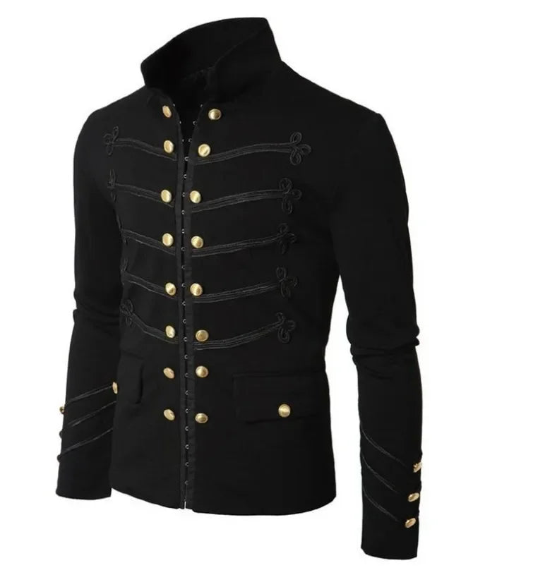 2024 Men’s Gothic Military Vintage Jacket – Retro Punk Stand Collar Coat - Premium suit from Lizard Vigilante - Just $54.88! Shop now at Lizard Vigilante