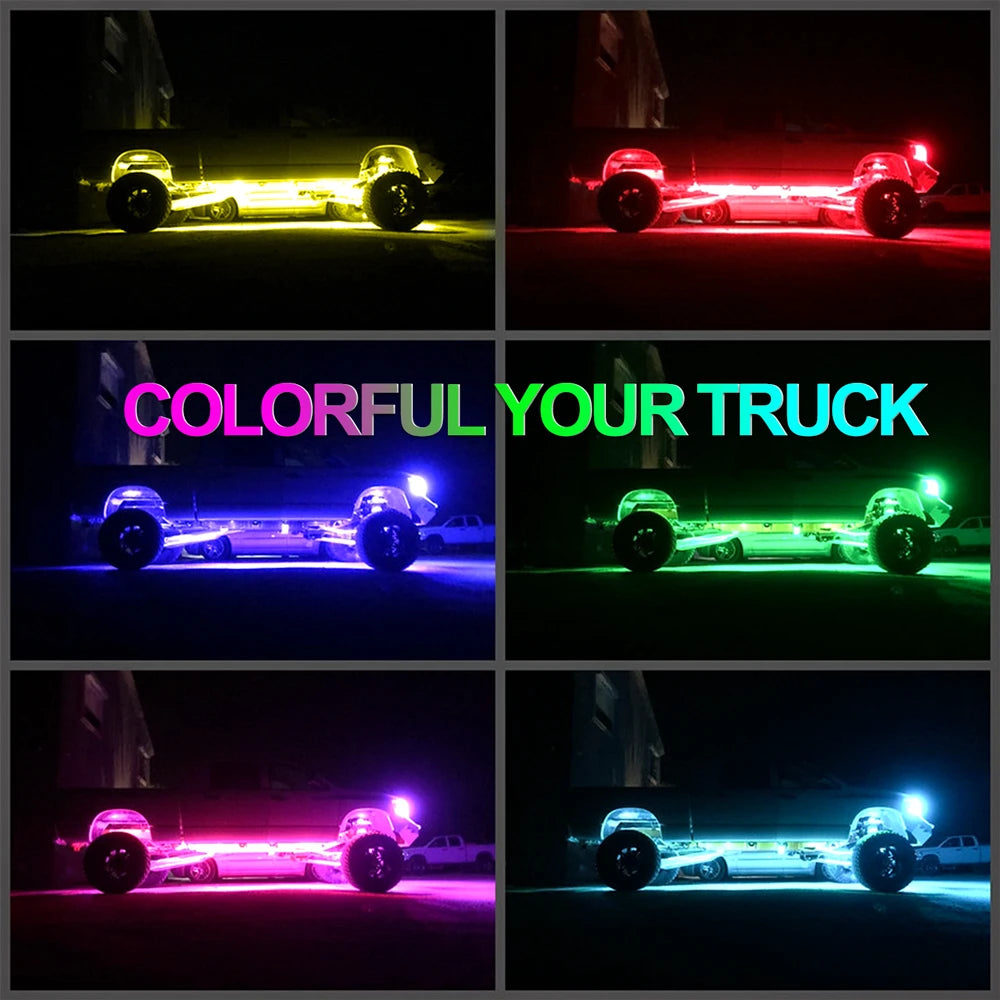 RGB LED Underglow Rock Lights - 8 Pods App Remote Control & Music Mode for Pickup, ATV, RZR, UTV - Premium rock lights from Lizard Vigilante - Just $84.99! Shop now at Lizard Vigilante