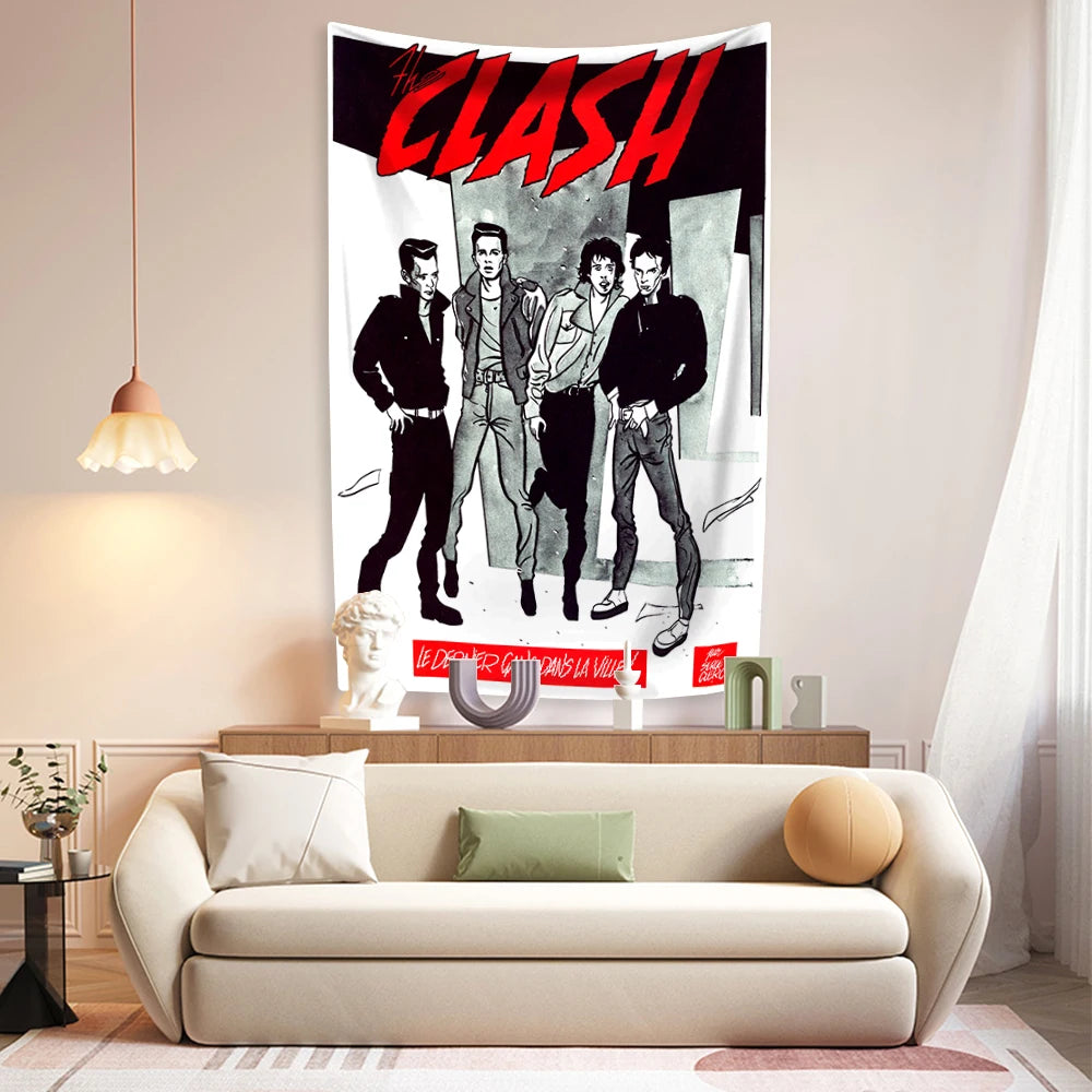 The Clash Tapestry Rock And Roll Music Heavy Metal Wall Hanging Bedroom Decoration Large Fabric Dorm Backdrop Concert Decor - Premium tapestry from Lizard Vigilante - Just $11.99! Shop now at Lizard Vigilante