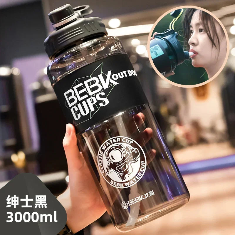 Sturdy 2l 3l Gym Water Bottle With Straw – Bpa Free Travel Jug For Sports, School, And Heavy Metal Hydration