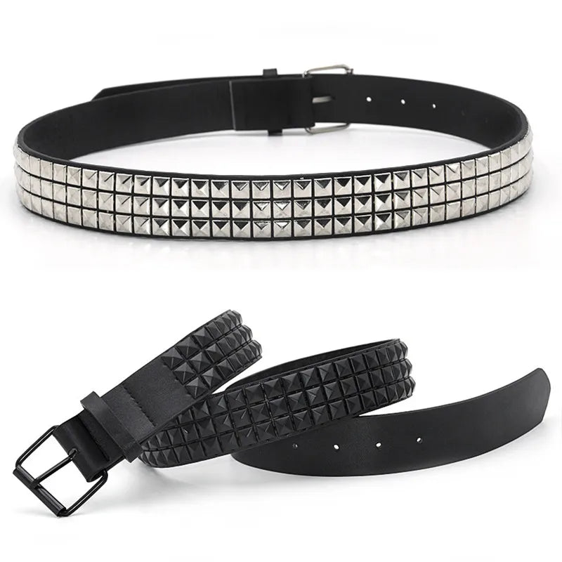 GAOKE Pyramid Studded Leather Belt – Punk Rock Rivet Waistband for Men & Women with Pin Buckle | Edgy Fashion for Black Jeans - Premium belt from Lizard Vigilante - Just $29.99! Shop now at Lizard Vigilante