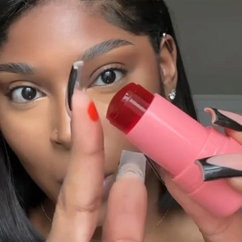 Milk Jelly Lipstick Blush Stick Moisturized Blusher Rouge Cream Shimmer Powder Blusher Stick Beauty Makeup for Women and Girls