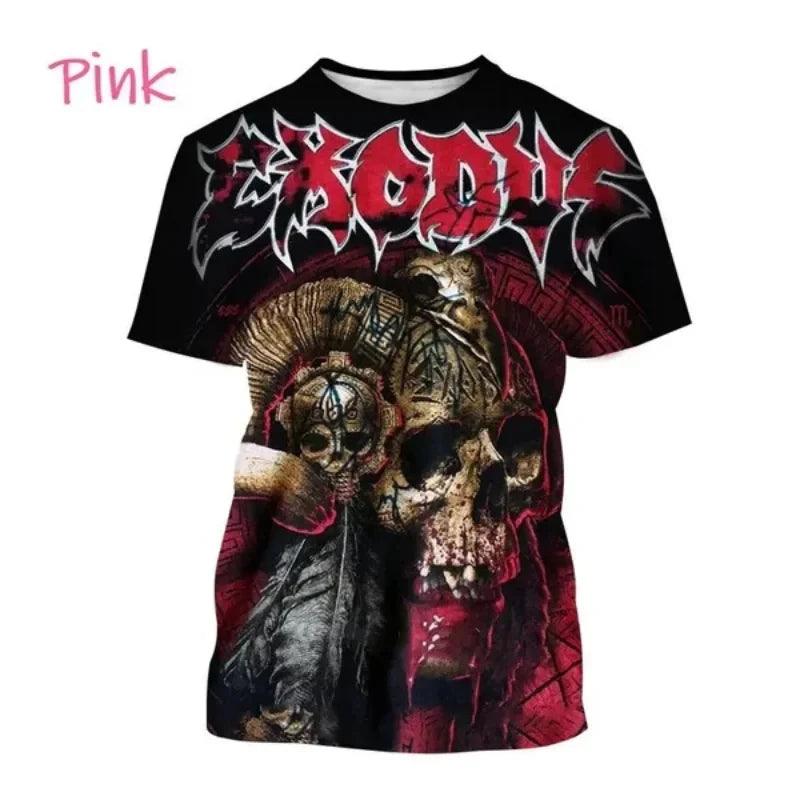 Metal Rock Exodus Band 3D Print O-Neck Tshirt Men Fashion Tees Casual Short Sleeve Oversized  Y2K Harajuku Unisex Clothing - Premium T-Shirt from Lizard Vigilante - Just $23.99! Shop now at Lizard Vigilante