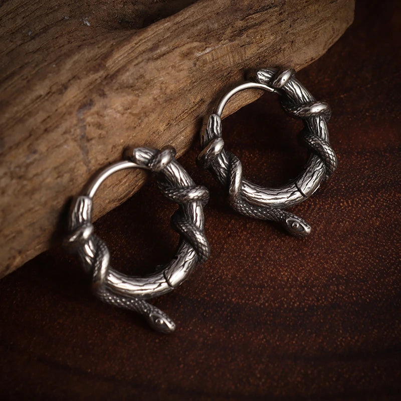 Vintage Black Skull Needle Hoop Earrings – Hypoallergenic Punk Biker Rock Jewelry for Men - Premium earrings from Lizard Vigilante - Just $19.88! Shop now at Lizard Vigilante