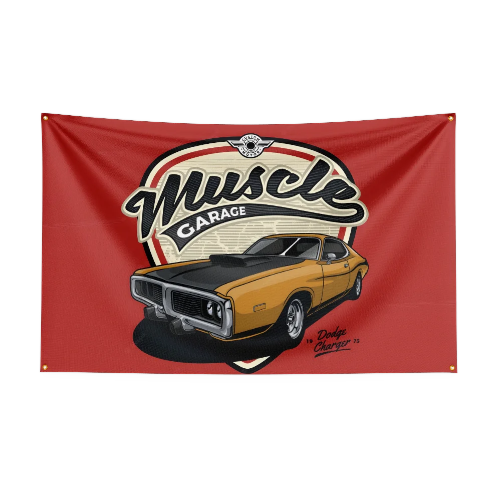 Retro American Muscle Racing Car Flag - Polyester Printed Decoration Banner Tapestry - Premium flag from Lizard Vigilante - Just $15.99! Shop now at Lizard Vigilante