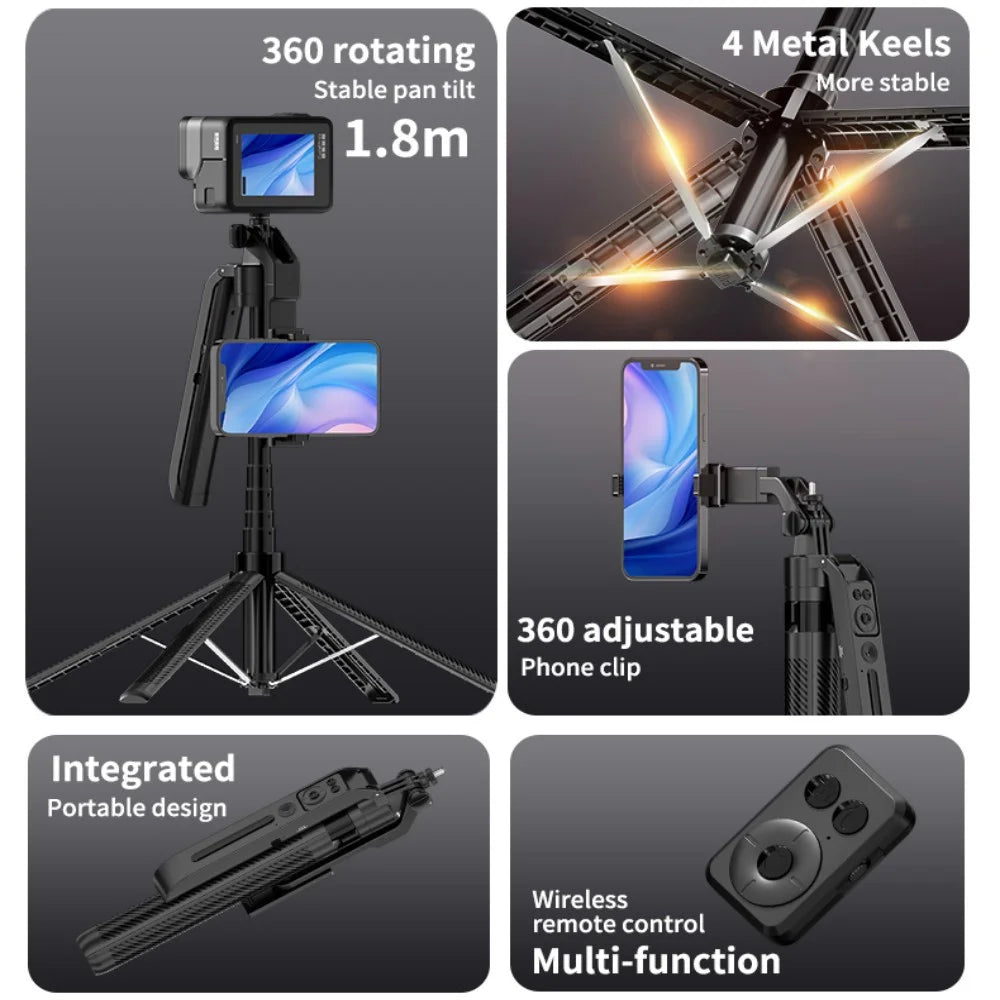 Fangtuosi IronClutch AI Tripod Gimbal — Bluetooth Selfie Stick & Smart Follow Stabilizer For Smartphones