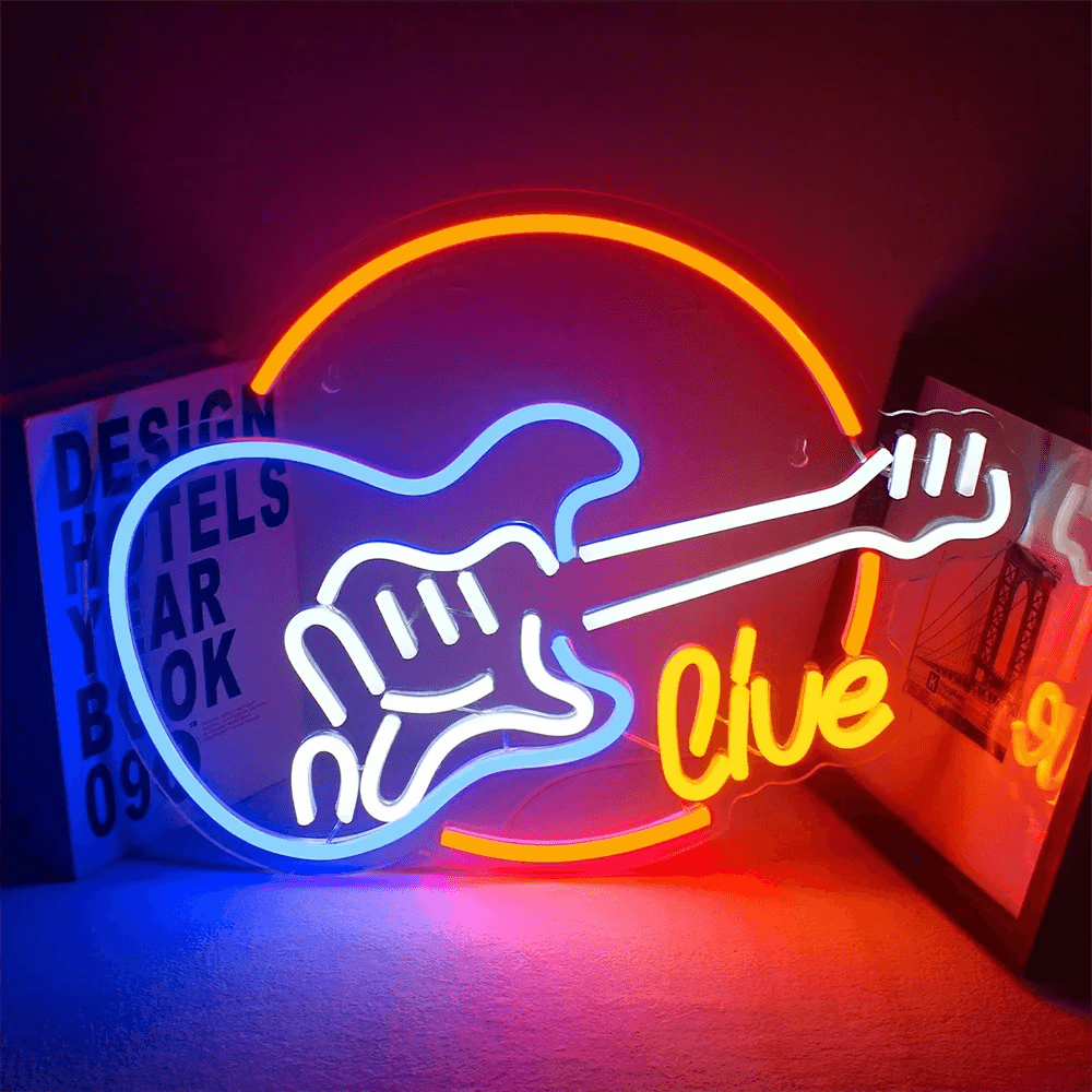 Rock & Roll Neon Signs Guitar Music Led Neon Light Art Wall Decor for Game Room Music Party Rock Studio Bar Disco Party Neon Man Cave Art - Lizard Vigilante