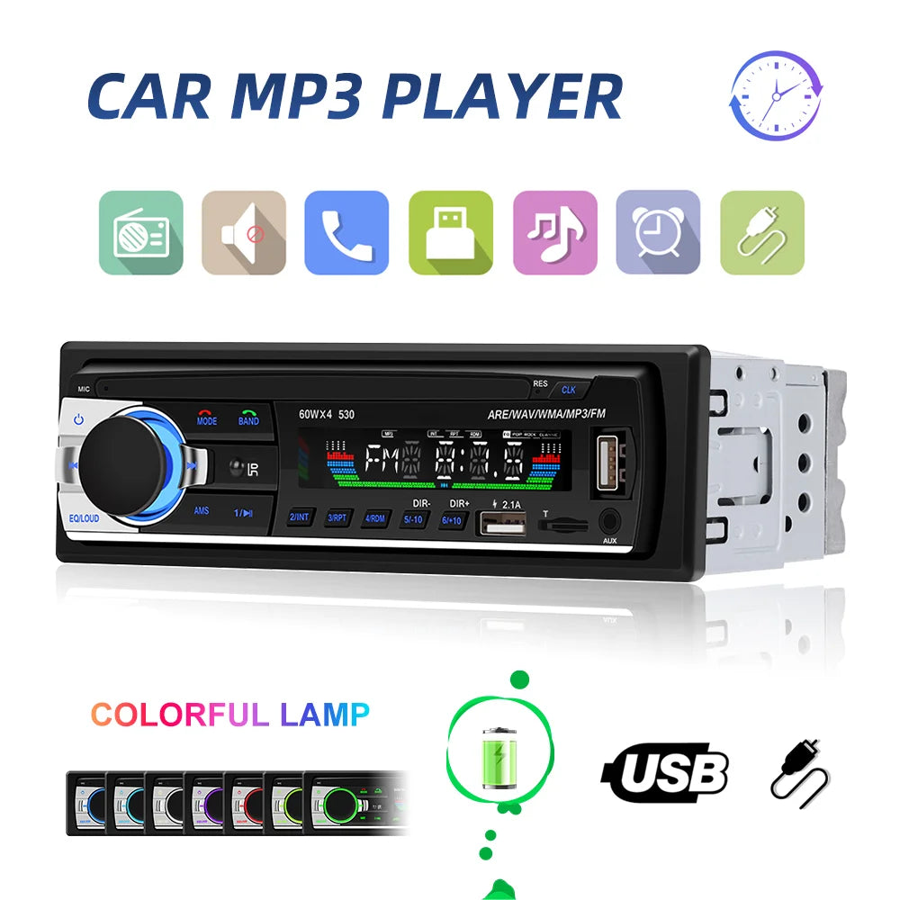 AMPrime Bluetooth Autoradio Car Stereo Radio FM Aux Input Receiver SD USB 12V In-dash 1 din Car MP3 Multimedia Player BT Music - Premium  from Lizard Vigilante - Just $30.99! Shop now at Lizard Vigilante