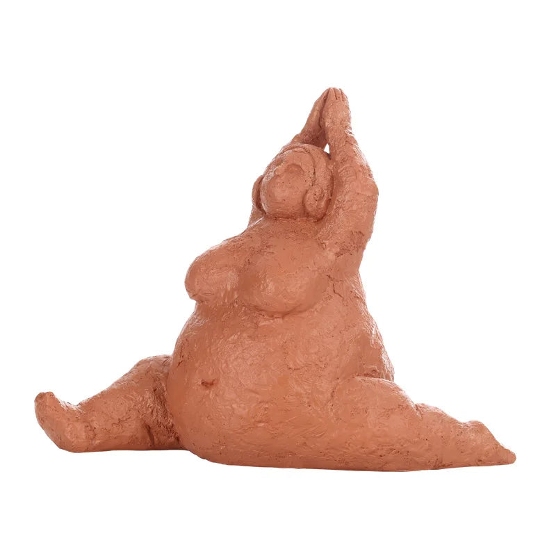 Abstract Body Sculpture Resin Handicraft Fat Woman Yoga Statue Irregular Hand-made Clay Sculptures Home Decoration Accessories