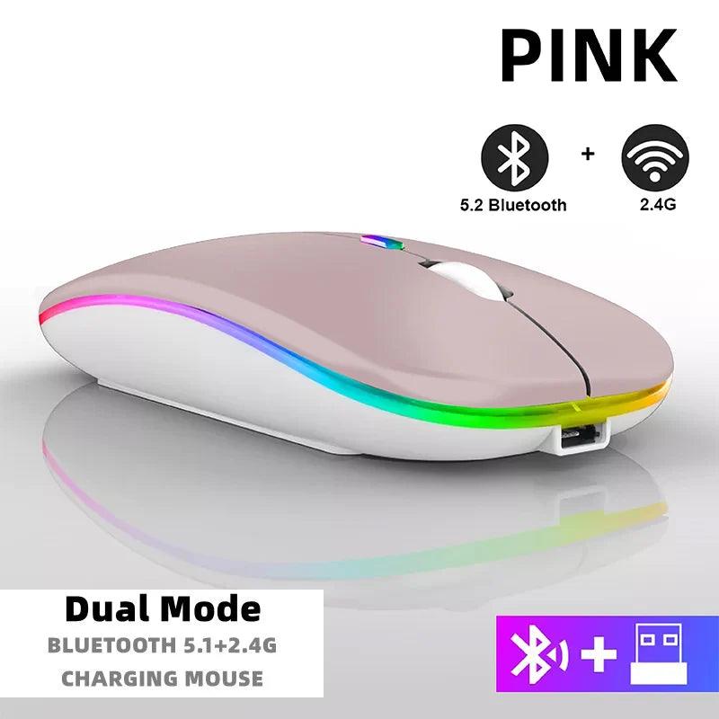 Rechargeable Bluetooth Wireless Mouse with 2.4GHz USB RGB 1600DPI Mouse for Computer Laptop Tablet PC Macbook Gaming Mouse Gamer - Lizard Vigilante