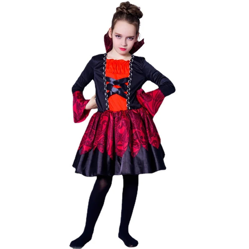 Halloween Children Vampiress Cosplay Costume Holiday Party Funny Dress Set Girl Red Cute Costume Party Stage Performance Clothes - Premium Cosplay Costumes from Lizard Vigilante - Just $36.88! Shop now at Lizard Vigilante