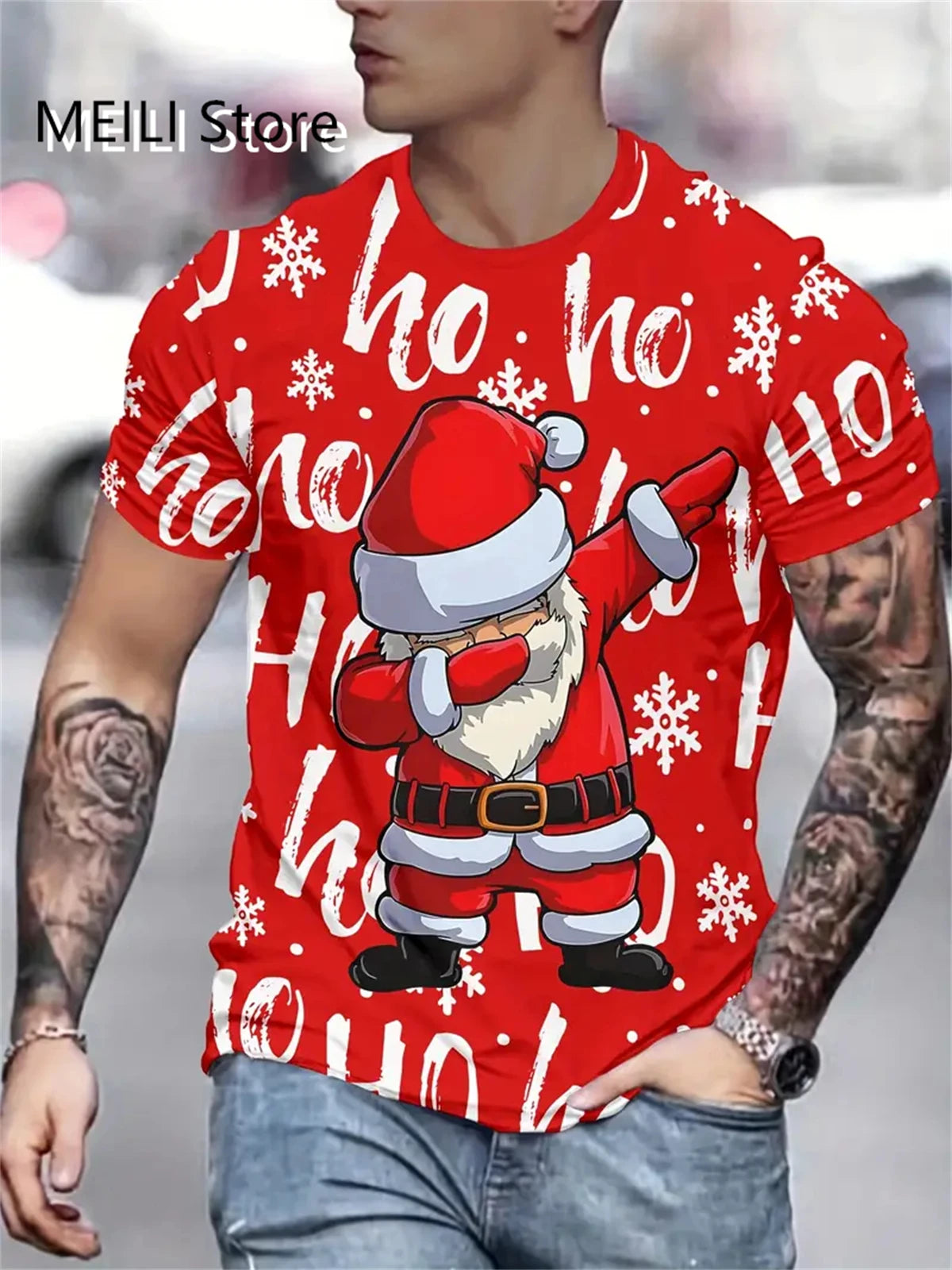 Christmas T Shirt Men 3D Santa Claus Graphic T Shirts Short Sleeve Mens Clothes Casual Round Neck Fashion Tops Oversized T-Shirt - Premium  from Lizard Vigilante - Just $9.99! Shop now at Lizard Vigilante