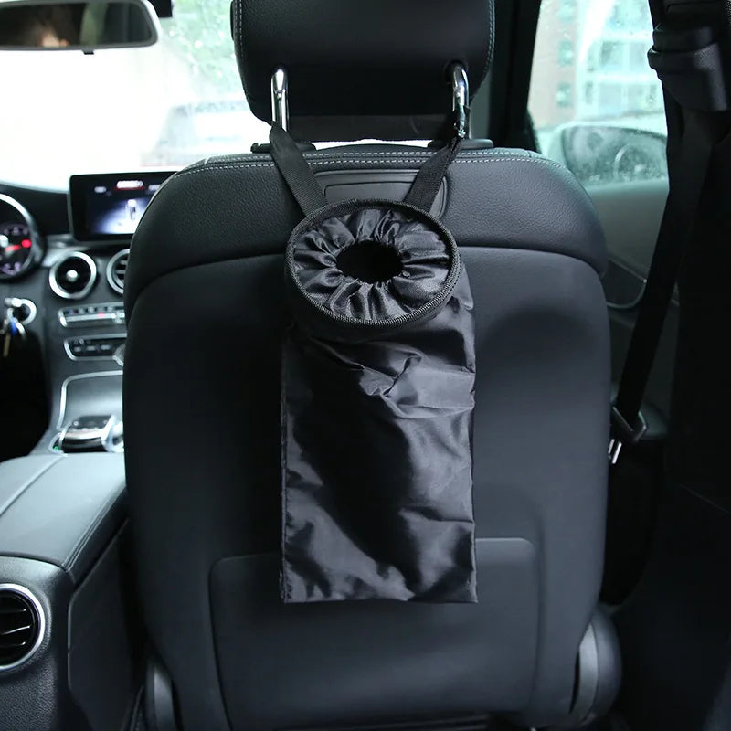 Car Garbage Bin Oxford Cloth Black Auto Trash Bag Hanging Seat Back Storage Bag Trash Can Organizer Accessories Interior