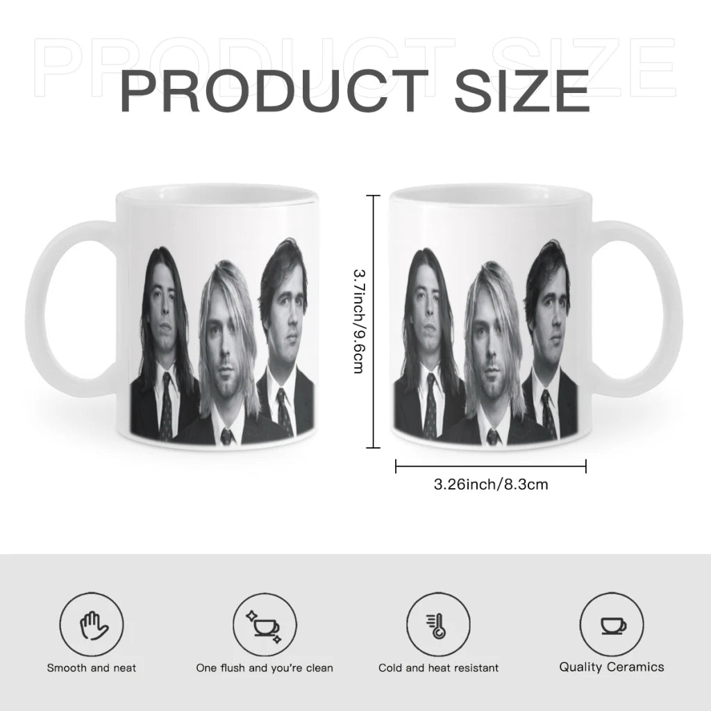 Nirvana Rock Band Ceramic Mug – 11oz Multifunctional Coffee Cup for Tea, Office, and Home Use - Premium mug from Lizard Vigilante - Just $15.88! Shop now at Lizard Vigilante