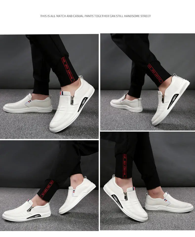 Leather shoes for men in spring new Korean casual leather shoes small white shoes fashionable and trendy breathable driving shoe - Premium  from Lizard Vigilante - Just $22.99! Shop now at Lizard Vigilante