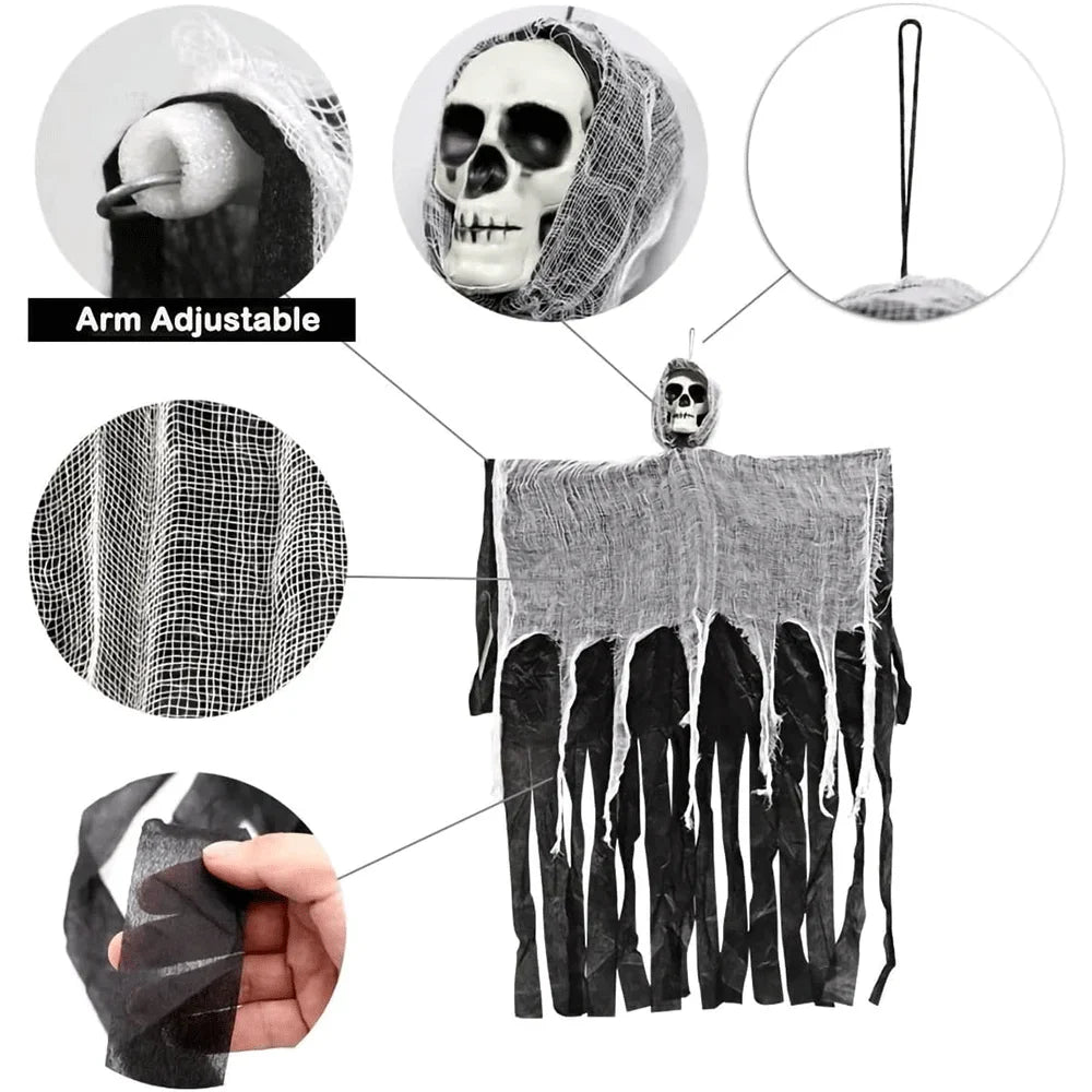 Horror Skull Ornaments Halloween Outdoor Haunted House Yard Decor Corpse Death Prop Skull Ghost Pendant Halloween Party Supplies