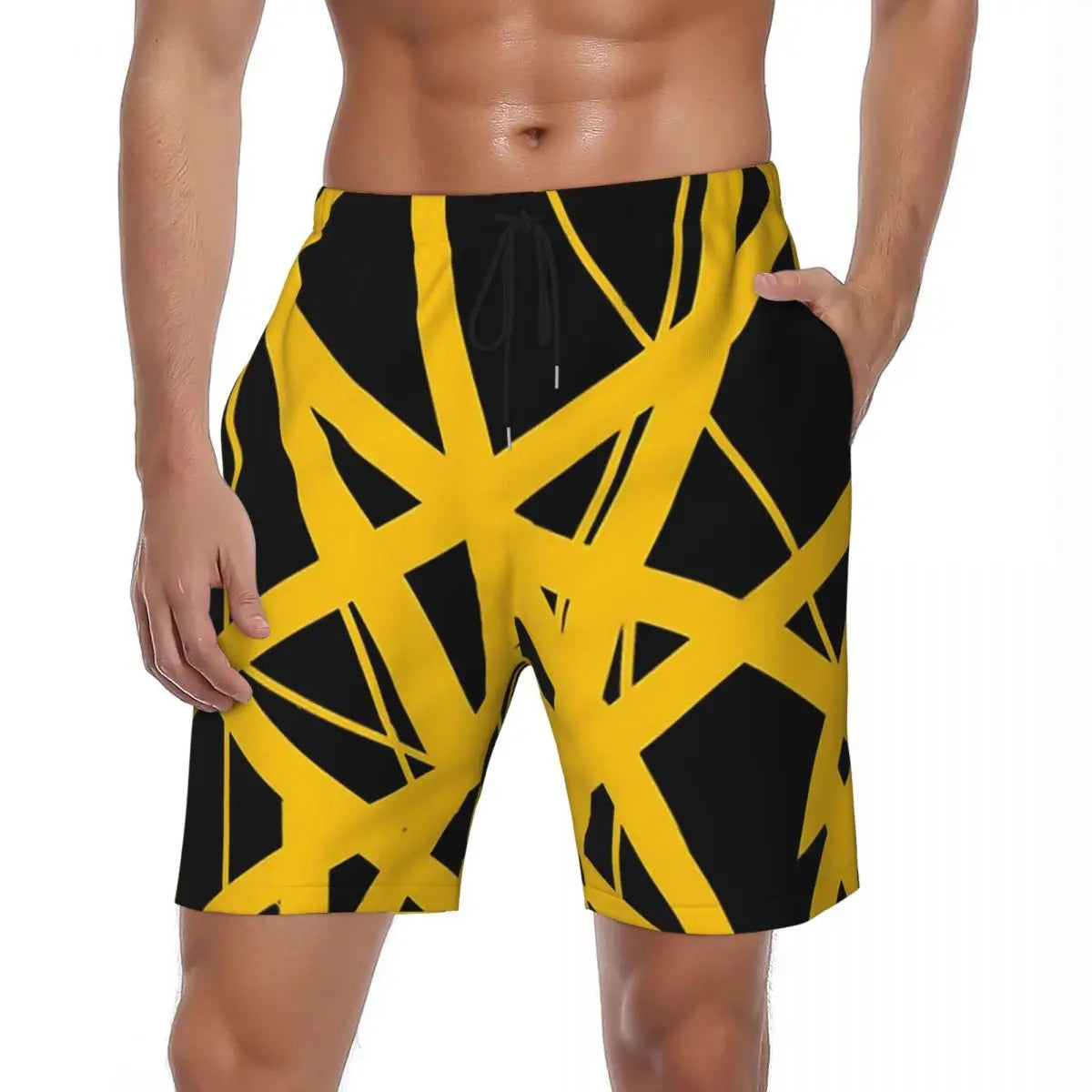 Van Halen Summer Stripes Gym & Swim Shorts – Fast-Dry Digital Print Board Shorts for Men’s Beach Adventures - Premium shorts from Lizard Vigilante - Just $38.88! Shop now at Lizard Vigilante