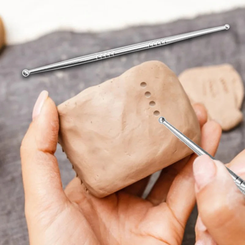 Stainless Steel Soft Pottery Clay Carved Tools Double Head Sculpture Pottery Model Tool DIY